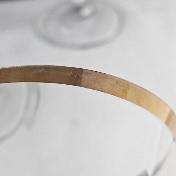 Crown Crystal Cape Cod Gold Rim Goblets 7.5" optic 24% leaded glasses 1970s 4pc - Picture 9 of 9